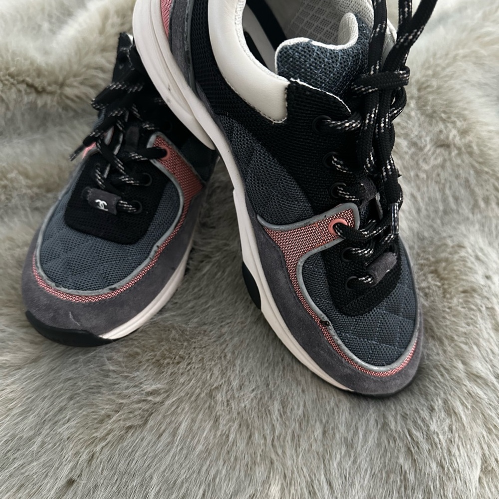 CHANEL Women's Sneakers - Black, Gray, Pink - Picture 2 of 8